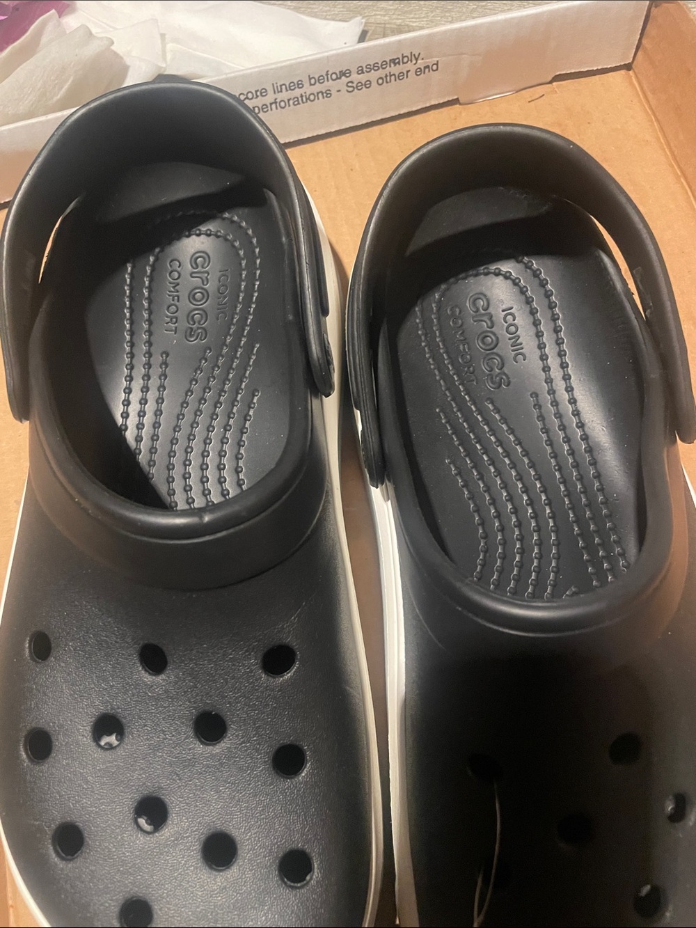CROCS Classic Clog in Black with White Sole